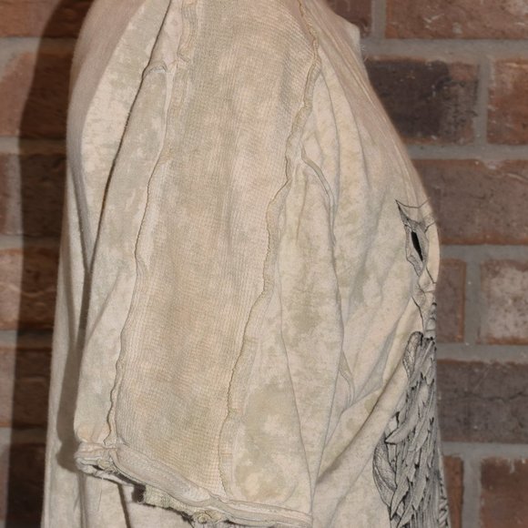 Affliction Live Fast T Shirt Men XL Beige Distressed Graphic Design Short Sleeve - Picture 9 of 11